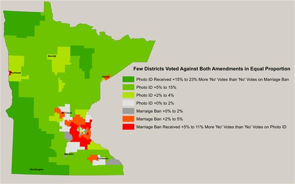 map of minnesota showing which districts voted for both amendments in 2012