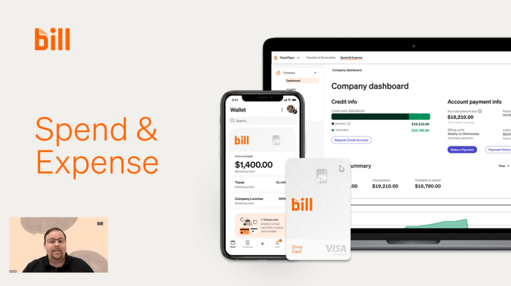 Screenshot of Bill Spend and Expense product demo video