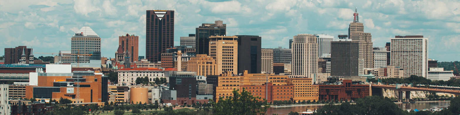 Landscape view of downtown St. Paul, MN.