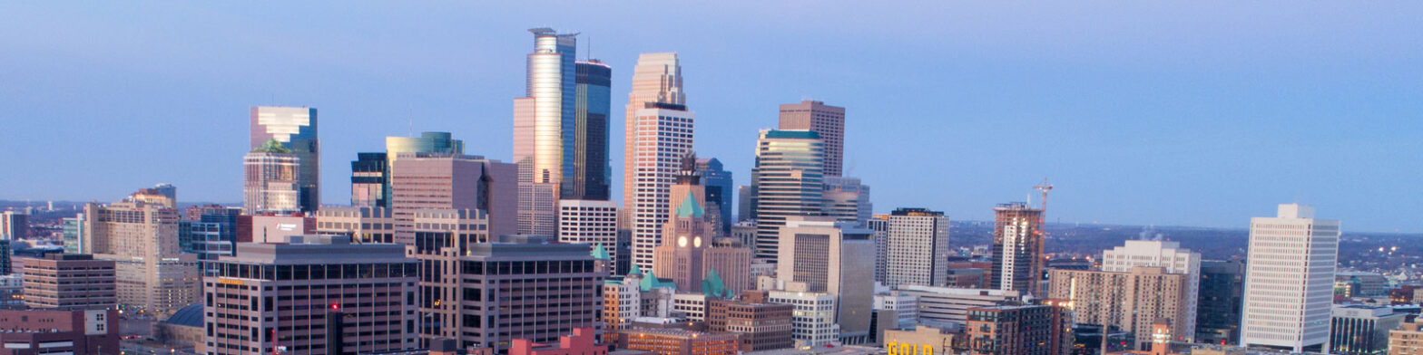 A banner of the Minneapolis skyline