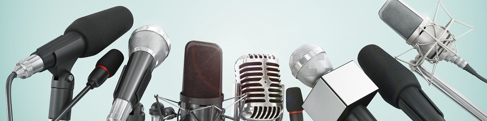Stock image of microphones