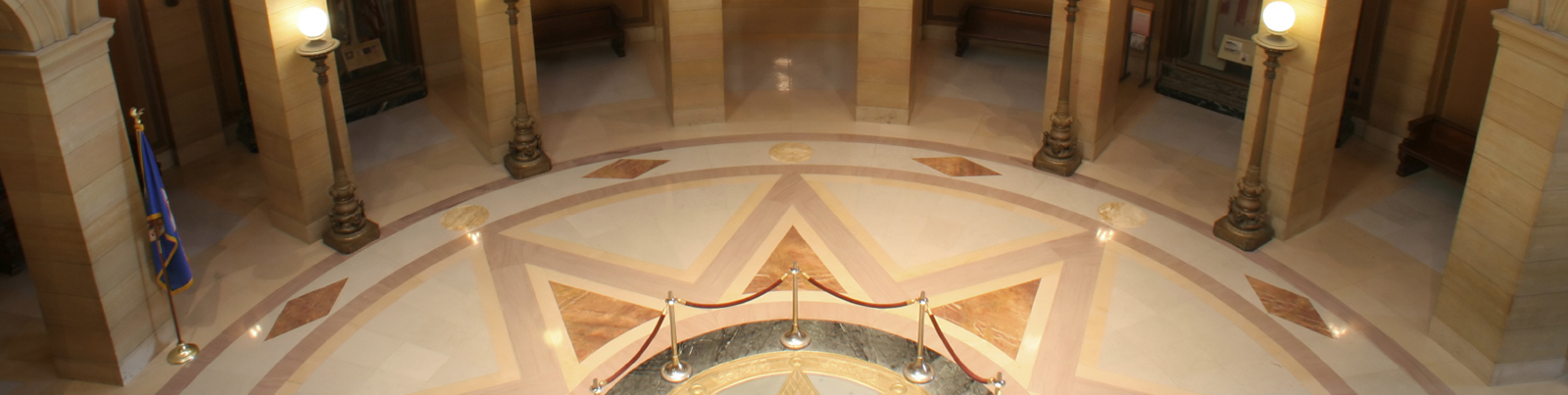 View looking down at an empty Minnesota Capitol rotunda