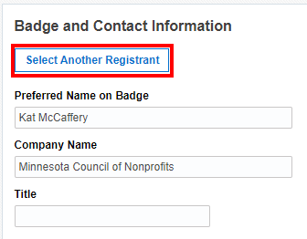 Screenshot of badge and contact information page