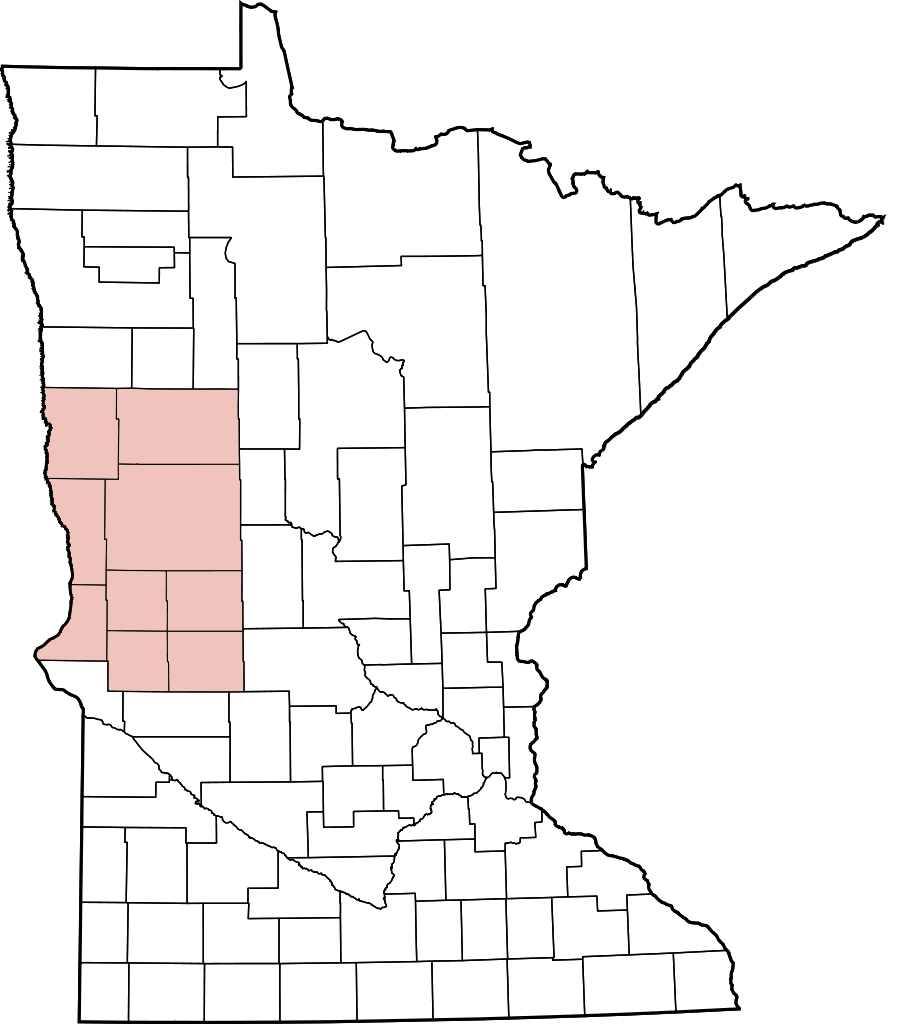 Map of counties associated with MCN's West Central Minnesota region