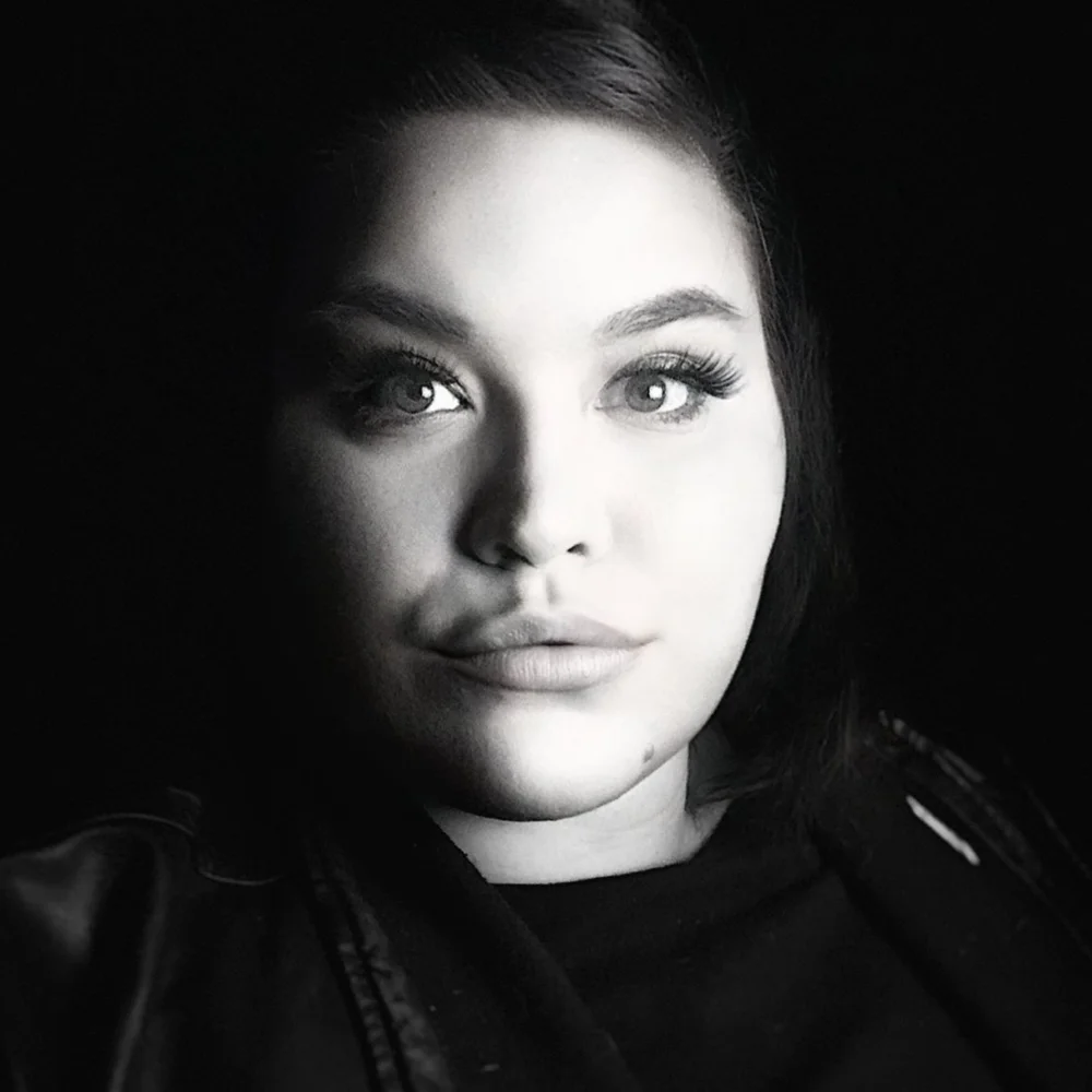 Black and white photo of Ashley Fairbanks